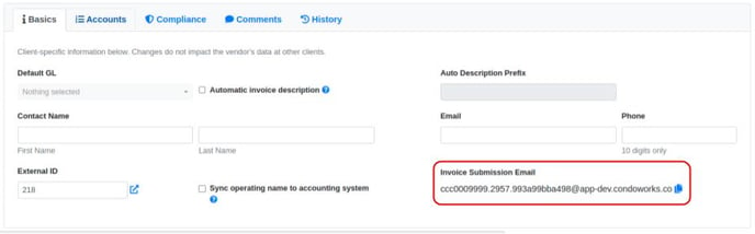 find invoice submission email